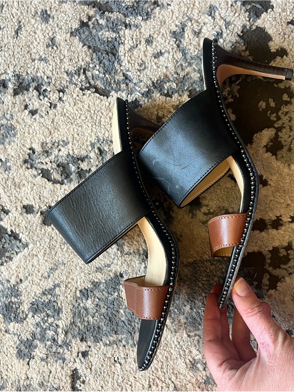 Coach Black and Brown Willa Two-Band Slide Heels - Picture 2 of 4